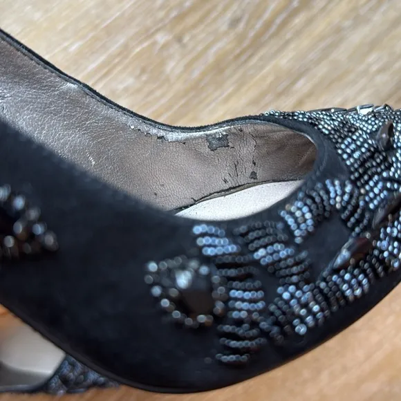 Sam Edelman Dani Black Suede Embellished Women's Heels Size 6
