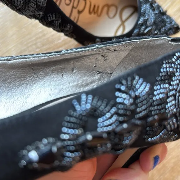 Sam Edelman Dani Black Suede Embellished Women's Heels Size 6