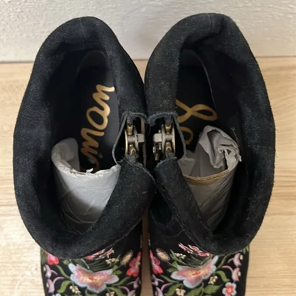 Sam Edelman Floral Embroidered Ankle Boots