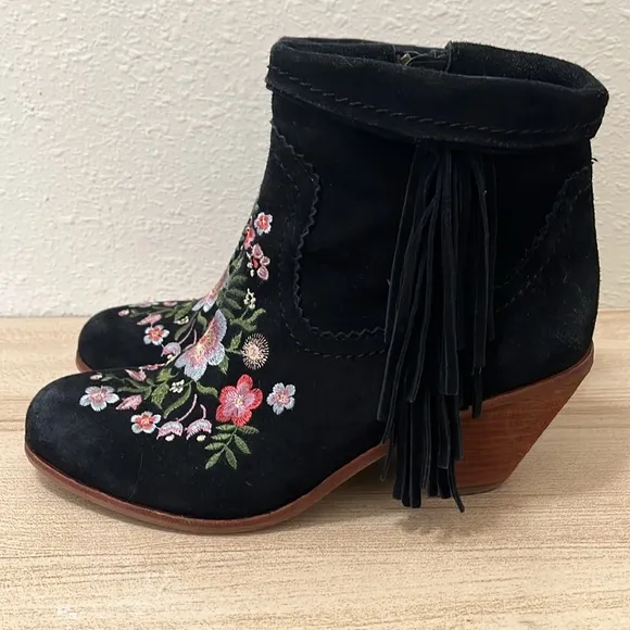 Sam Edelman Floral Embroidered Ankle Boots