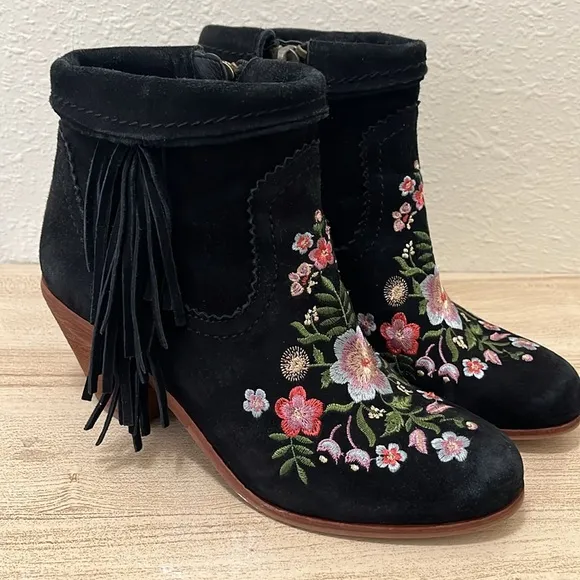 Sam Edelman Floral Embroidered Ankle Boots