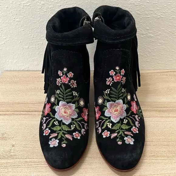 Sam Edelman Floral Embroidered Ankle Boots