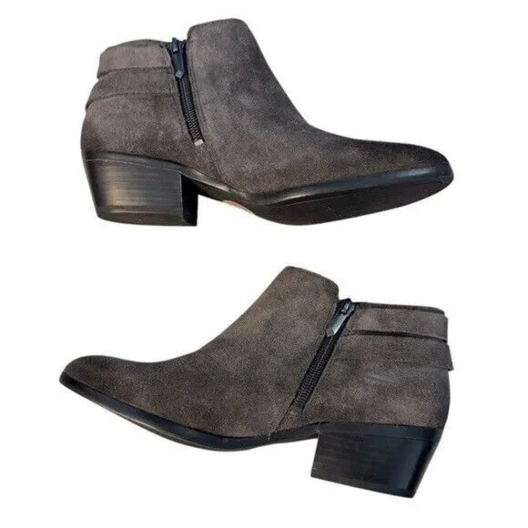 Sam Edelman Grey Suede Leather Ankle Boots Bootie Sz 7 NEW