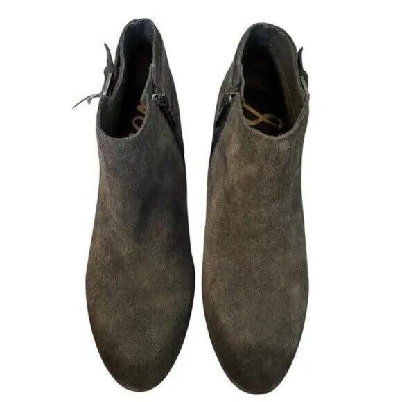 Sam Edelman Grey Suede Leather Ankle Boots Bootie Sz 7 NEW