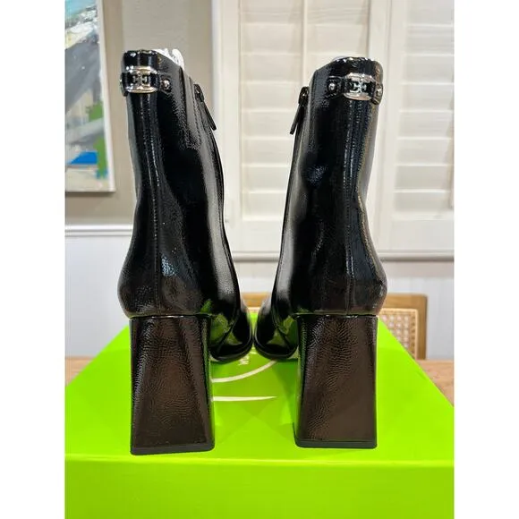 Sam Edelman Irie 2 Square Toe Ankle Bootie Black Patent Leather Size 11 NWB