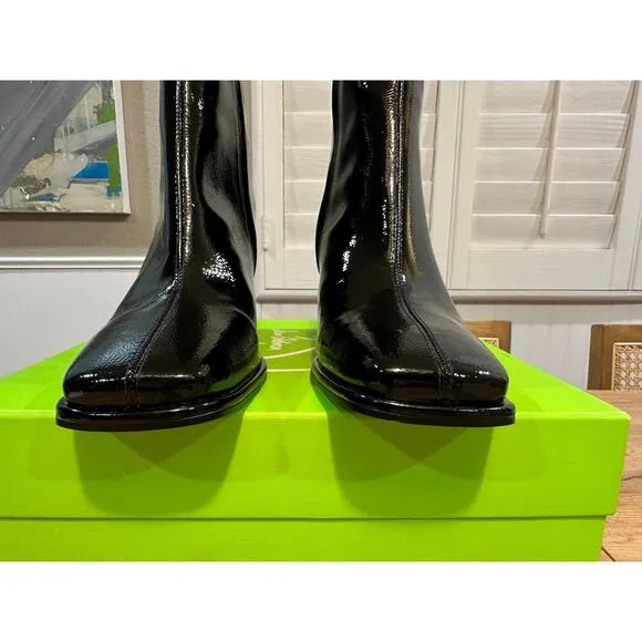 Sam Edelman Irie 2 Square Toe Ankle Bootie Black Patent Leather Size 11 NWB