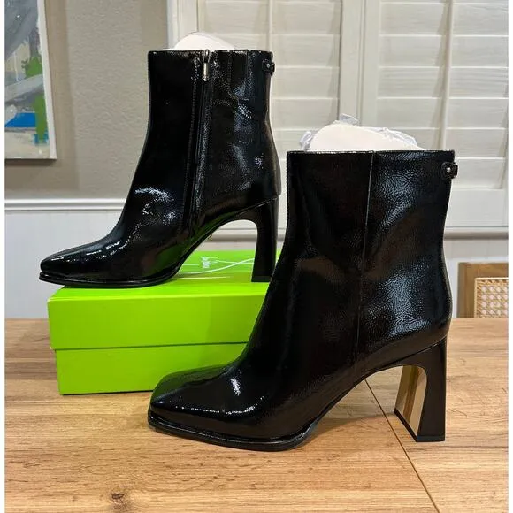 Sam Edelman Irie 2 Square Toe Ankle Bootie Black Patent Leather Size 11 NWB