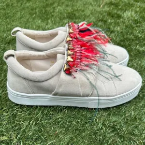 Sam Edelman Lelani Suede Embellished Gemstone Feather Boho Western Slip On Shoes