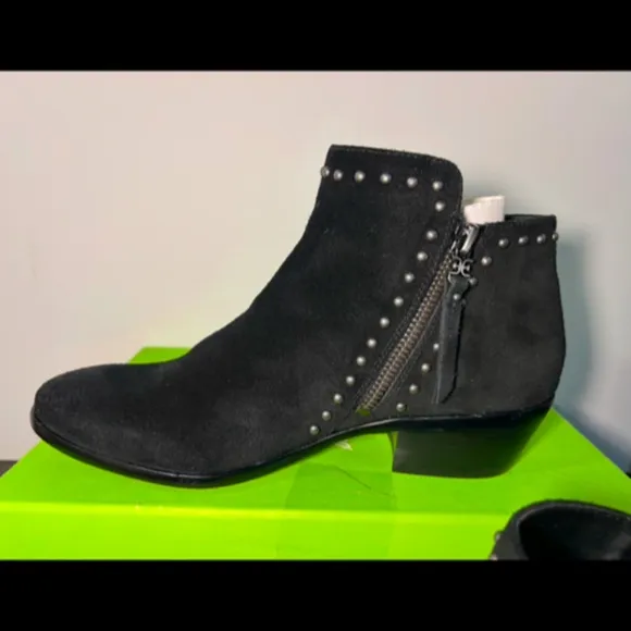 Sam Edelman Paola Studded Suede Leather Ankle Boot Bootie Black Size 7.5M