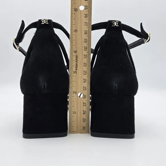 Sam Edelman Wilson Block Heel Ankle strap Sandals, Black Suede, Women's 11M