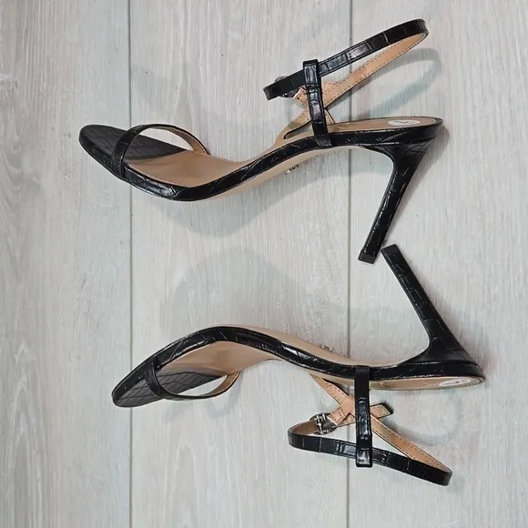 Sam Edelman Womens &quot;Like New&quot; Doran croc Ankle Strappy Heels Sandals shoes sz 7