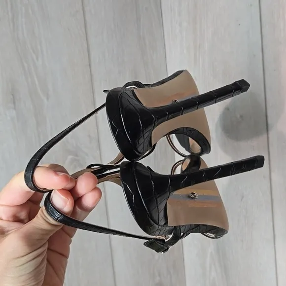 Sam Edelman Womens &quot;Like New&quot; Doran croc Ankle Strappy Heels Sandals shoes sz 7