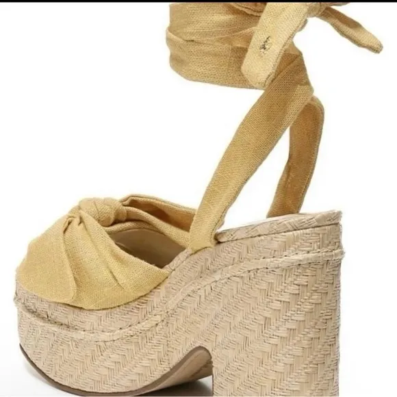 Sam Edelman Women’s Double Platform Tula Shoes Wedge SandalsTan Platform Sandals