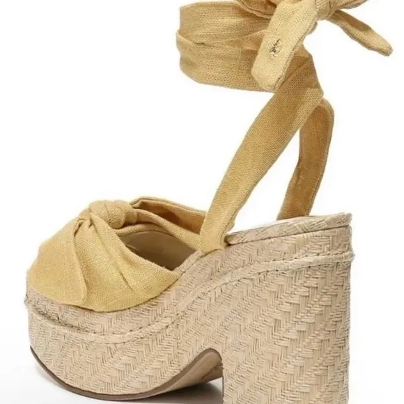 Sam Edelman Women’s Double Platform Tula Shoes Wedge SandalsTan Platform Sandals