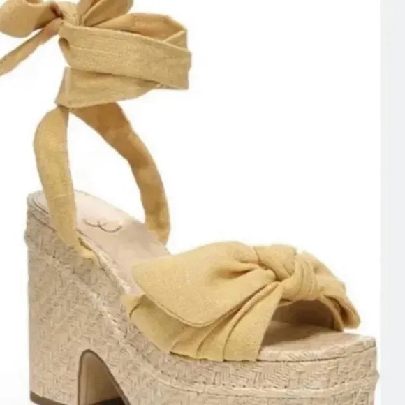 Sam Edelman Women’s Double Platform Tula Shoes Wedge SandalsTan Platform Sandals