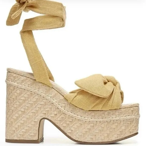 Sam Edelman Women’s Double Platform Tula Shoes Wedge SandalsTan Platform Sandals