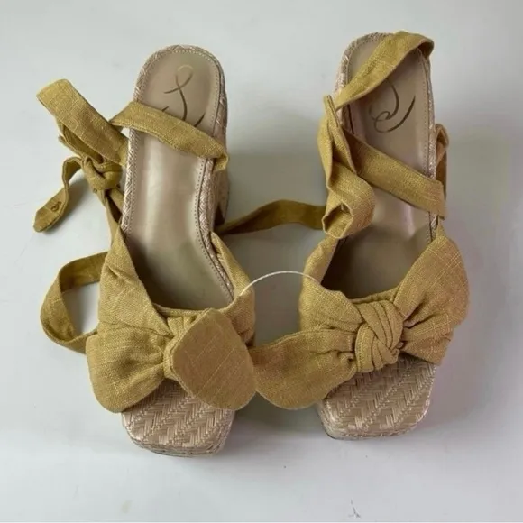 Sam Edelman Women’s Double Platform Tula Shoes Wedge SandalsTan Platform Sandals