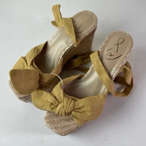 Sam Edelman Women’s Double Platform Tula Shoes Wedge SandalsTan Platform Sandals