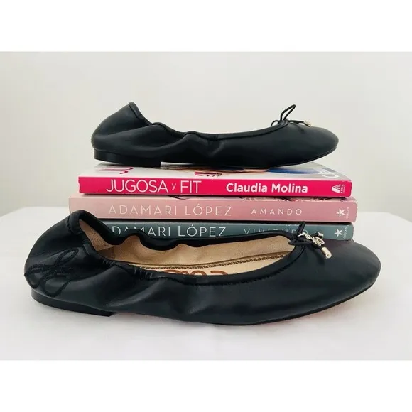 🏷️Sam Edelman Womens Felicia Ballet Leather Flat Black Shoes #594822 Size 6