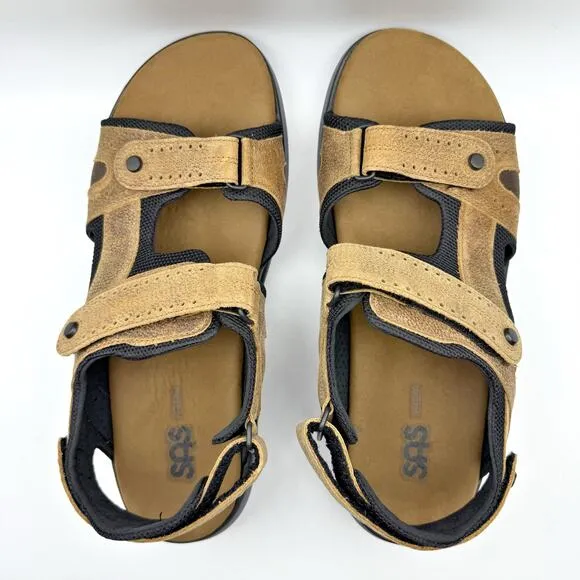 SAS Mens Maverick Sandals US 12.5 Wide EU 45.5 Brown Leather EUC