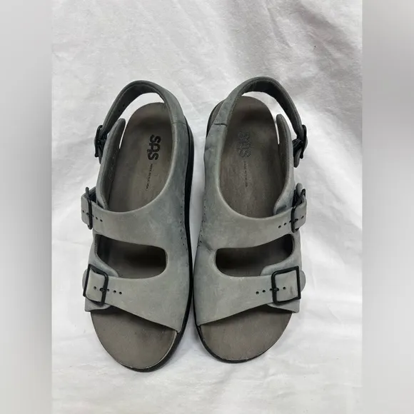 SAS Women Tripad Comfort Gray Sandals With Black Hardware Size 8.5