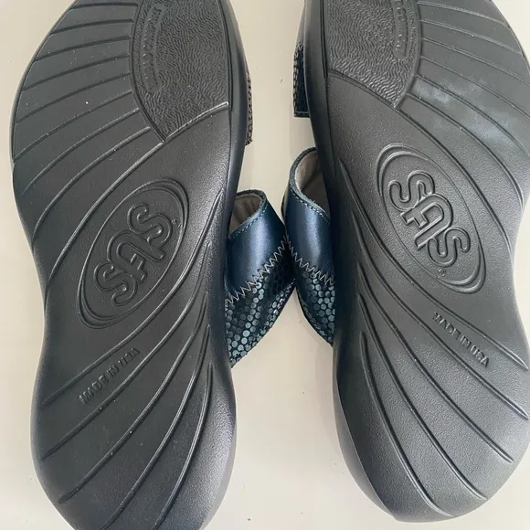 SAS Women's Blue Slide Leather Sandal 9W MWOB