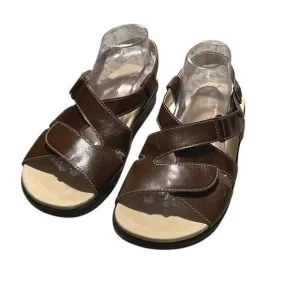 SAS Womens Huggy Cross Strap Leather Tripad Comfort Sandals Brown Size 10M