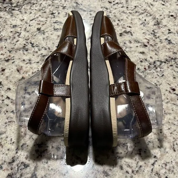SAS Womens Huggy Cross Strap Leather Tripad Comfort Sandals Brown Size 10M