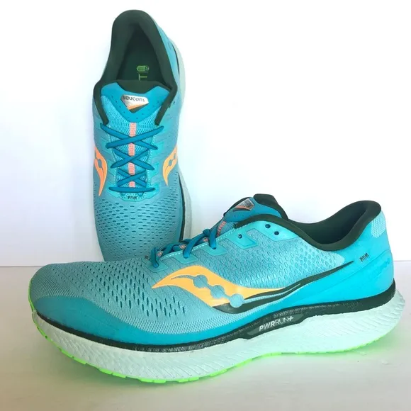 Saucony 1 Triumph 18 Neon Blue Green Men Shoes 14