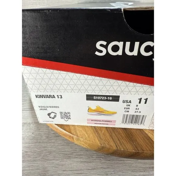 Saucony Women's Kinvara 13 Running Shoe, VIZIGLD/VIZIRED, 8