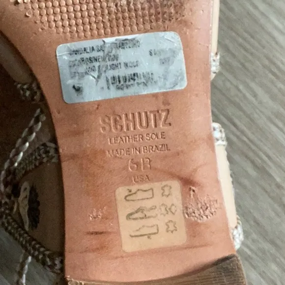 Schutz Beige Strappy Sandals with Rope Detail