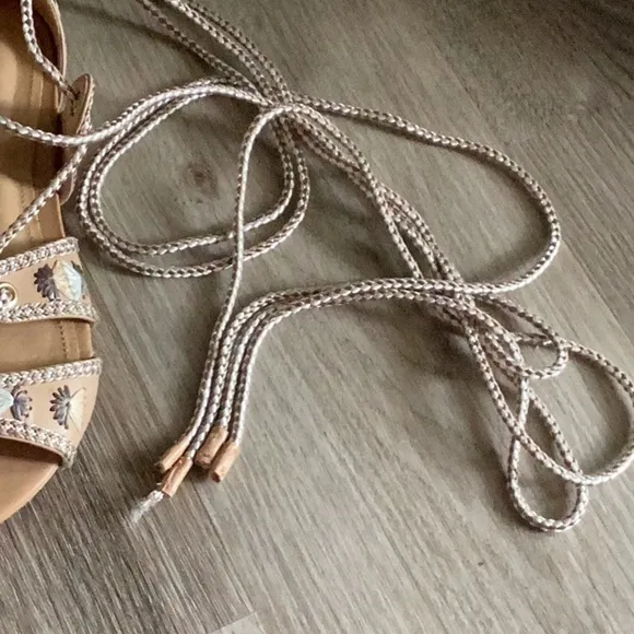 Schutz Beige Strappy Sandals with Rope Detail