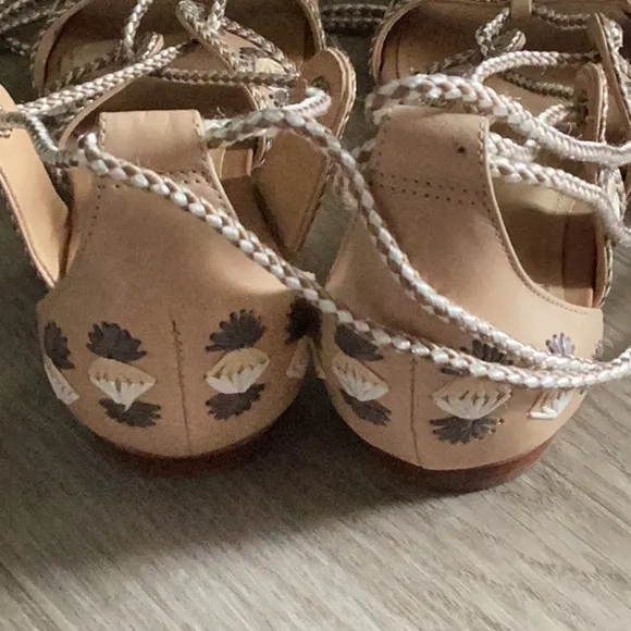 Schutz Beige Strappy Sandals with Rope Detail