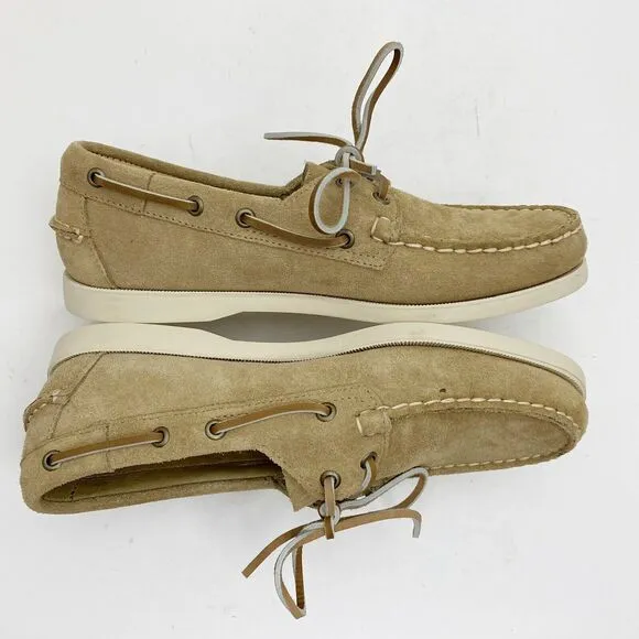 SEBAGO Docksides Camel Suede Portland Flesh Out  Boat Shoes - Men's Size 8M NEW