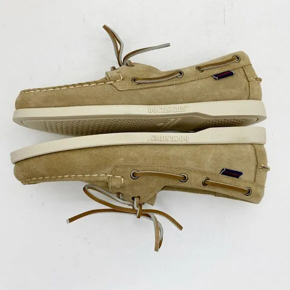 SEBAGO Docksides Camel Suede Portland Flesh Out  Boat Shoes - Men's Size 8M NEW
