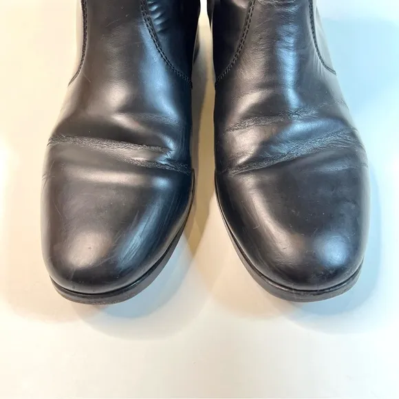 See By Chloe Black Leather Ankle Boots with Gold Chain Size 38