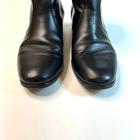 See By Chloe Black Leather Ankle Boots with Gold Chain Size 38