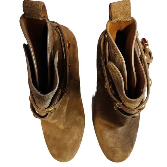See by Chloe Suede Wrap Ankle Moto Boot 38.5 heeled
