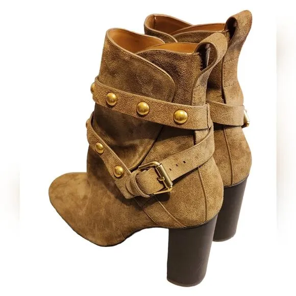 See by Chloe Suede Wrap Ankle Moto Boot 38.5 heeled