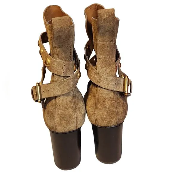See by Chloe Suede Wrap Ankle Moto Boot 38.5 heeled