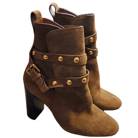 See by Chloe Suede Wrap Ankle Moto Boot 38.5 heeled