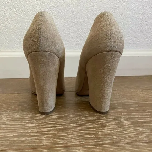 Sergio Rossi Women Pointed Toe Beige Suede Pump Shoes EU 36 US 6
