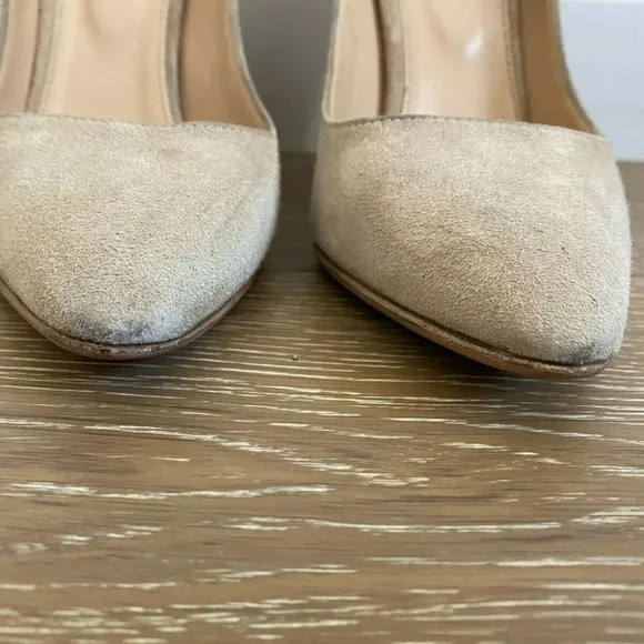 Sergio Rossi Women Pointed Toe Beige Suede Pump Shoes EU 36 US 6