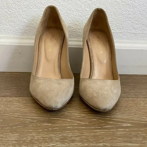 Sergio Rossi Women Pointed Toe Beige Suede Pump Shoes EU 36 US 6