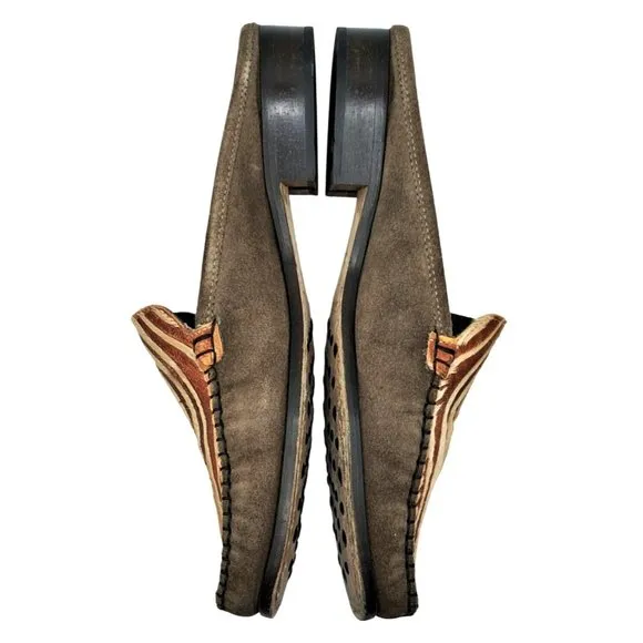 Sesto Meucci Shoes Women's Size 8 N Narrow Pony Hair Mules Slides Brown Italian