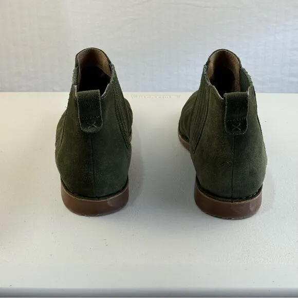 Seychelles Pool Cozy Chelsea Ankle Boots Olive Green Suede Leather Women Size 10