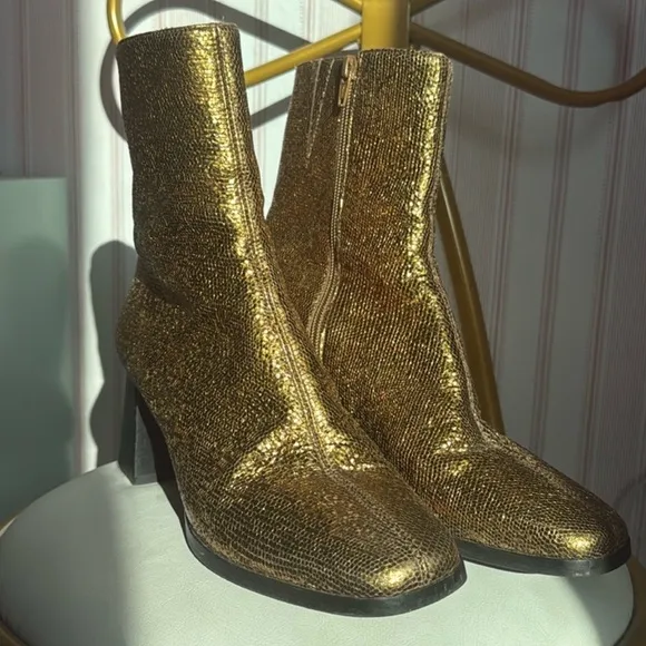 Sezane Bronze Metallic Axelle Ankle Boots 40 US 9