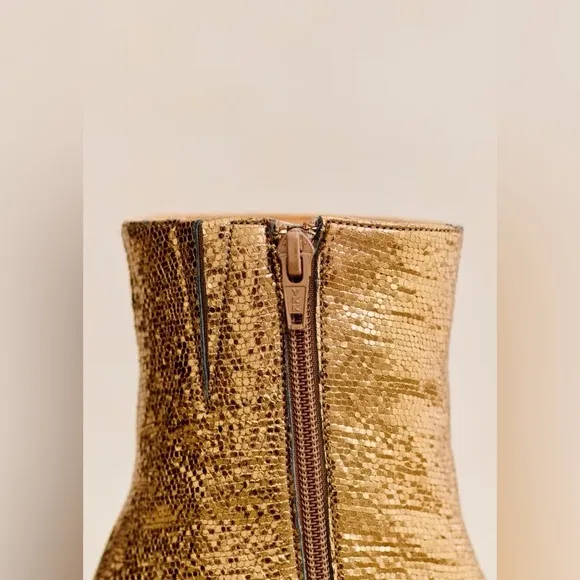 Sezane Bronze Metallic Axelle Ankle Boots 40 US 9