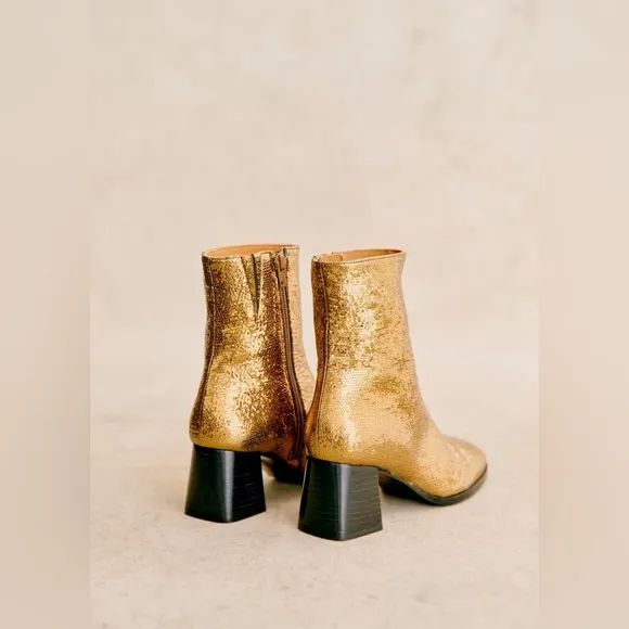 Sezane Bronze Metallic Axelle Ankle Boots 40 US 9