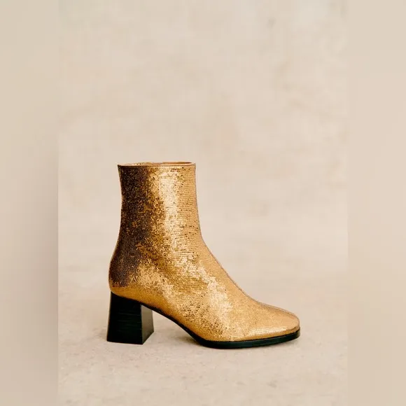 Sezane Bronze Metallic Axelle Ankle Boots 40 US 9